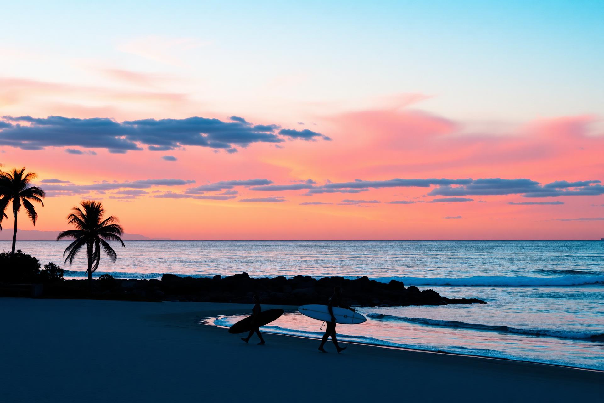 Pôr do sol em destino internacional Muss